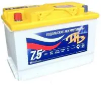 Аккумуляторная батарея 6СТ-75N Подольские аккумуляторы (черн. корпус)
